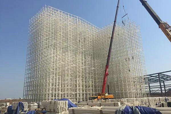 Racking supported warehouse project site construction