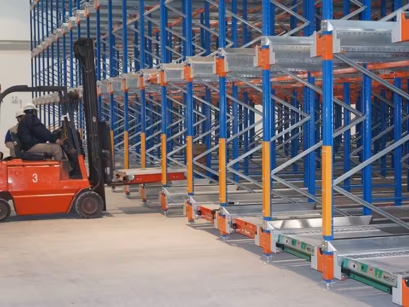 Forklift placing shuttle