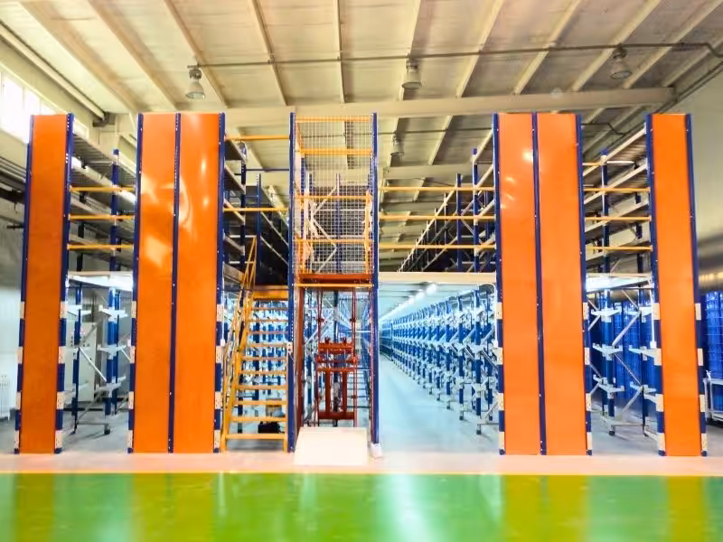 Multi-tier Mezzanine Shelving System
