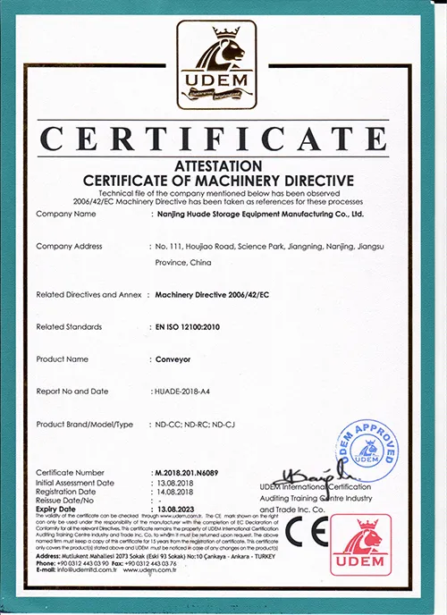CE certification for conveyor