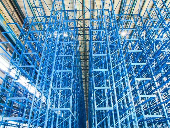 High-bay storage racking for an AS/RS warehouse