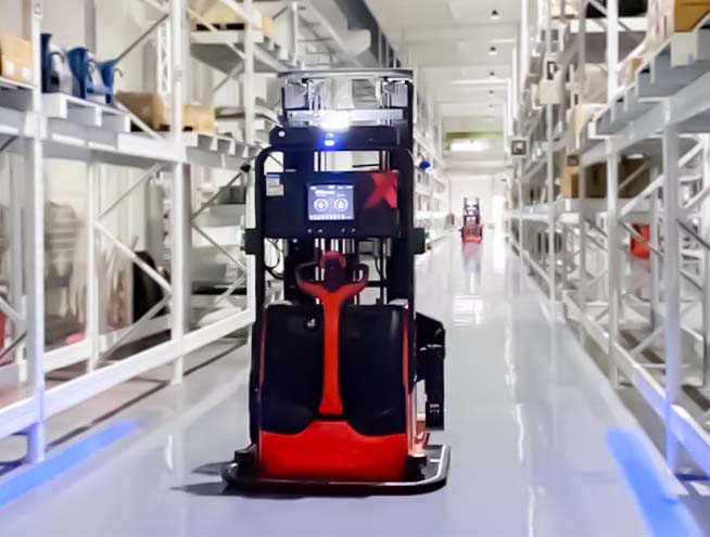 AGV-Based Automated Warehouse with Driverless Forklifts
