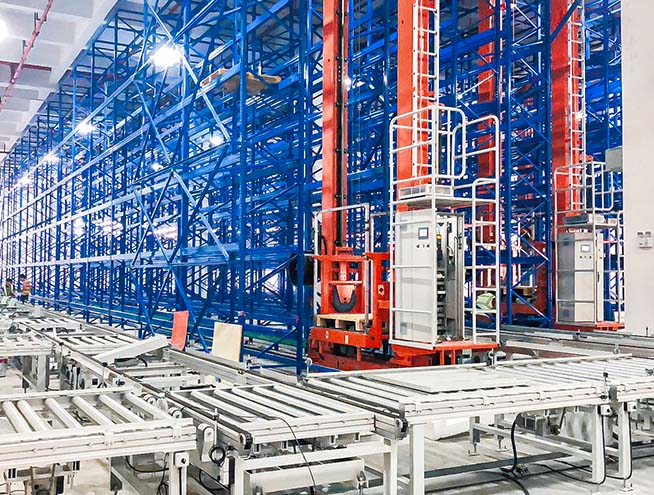 ASRS Warehouse with Stacker Crane and Automated Conveyor System