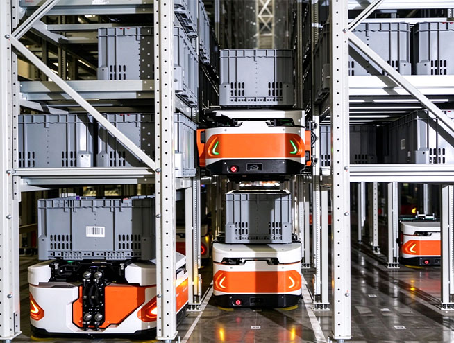 Climbing Robot Tote Storage System