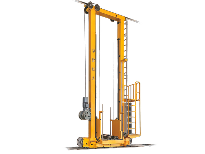 3D model of a double-column stacker crane for automated warehouse storage and retrieval