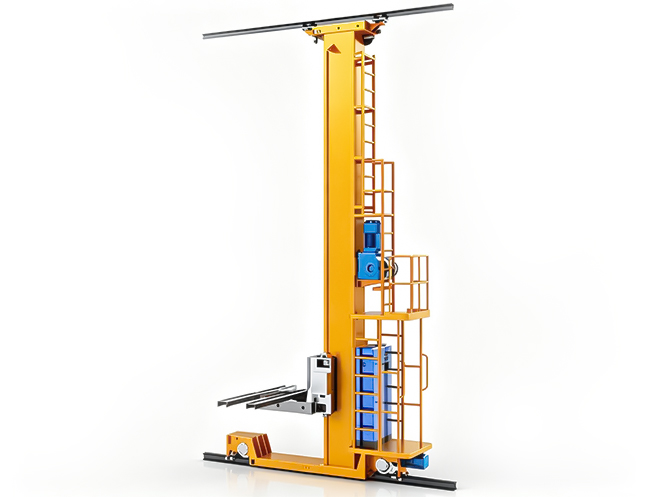 3D model of a high-bay high-speed stacker crane for automated warehouse storage