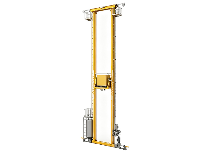 3D model of a pallet stacker crane for automated pallet storage and retrieval