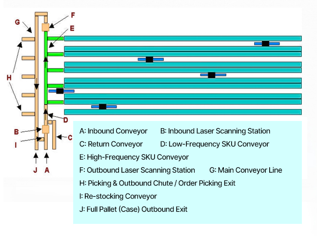 Typical automated high bay warehouse layout